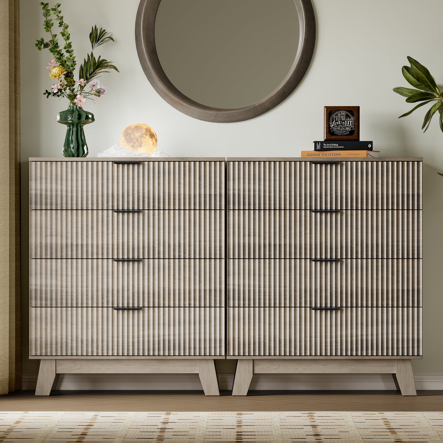 BORNOON 39" Tall Dresser for Bedroom, 4-Drawer Fluted Chest of Drawers, Modern Wood Highboy with Deep Storage, Metal Slides & Handles, Anti-Tip Kit, Vertical Clothes Organizer for Apartment, Nursery