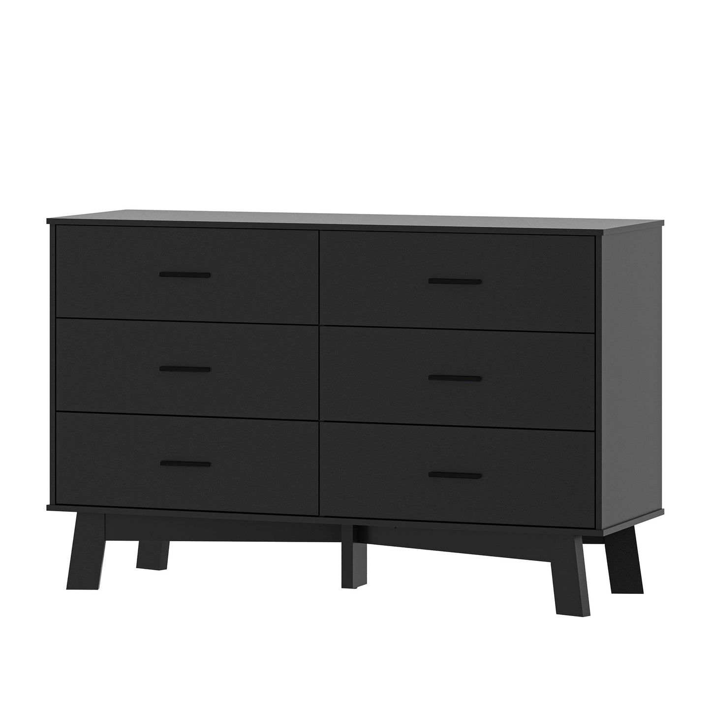 BORNOON Dresser for Bedroom with 6-Drawer, 47.2" Modern Chest of Drawers with Metal Handles, X-Shape Base & Adjustable Center Leg, Anti-Tip Closet Organizers and Storage