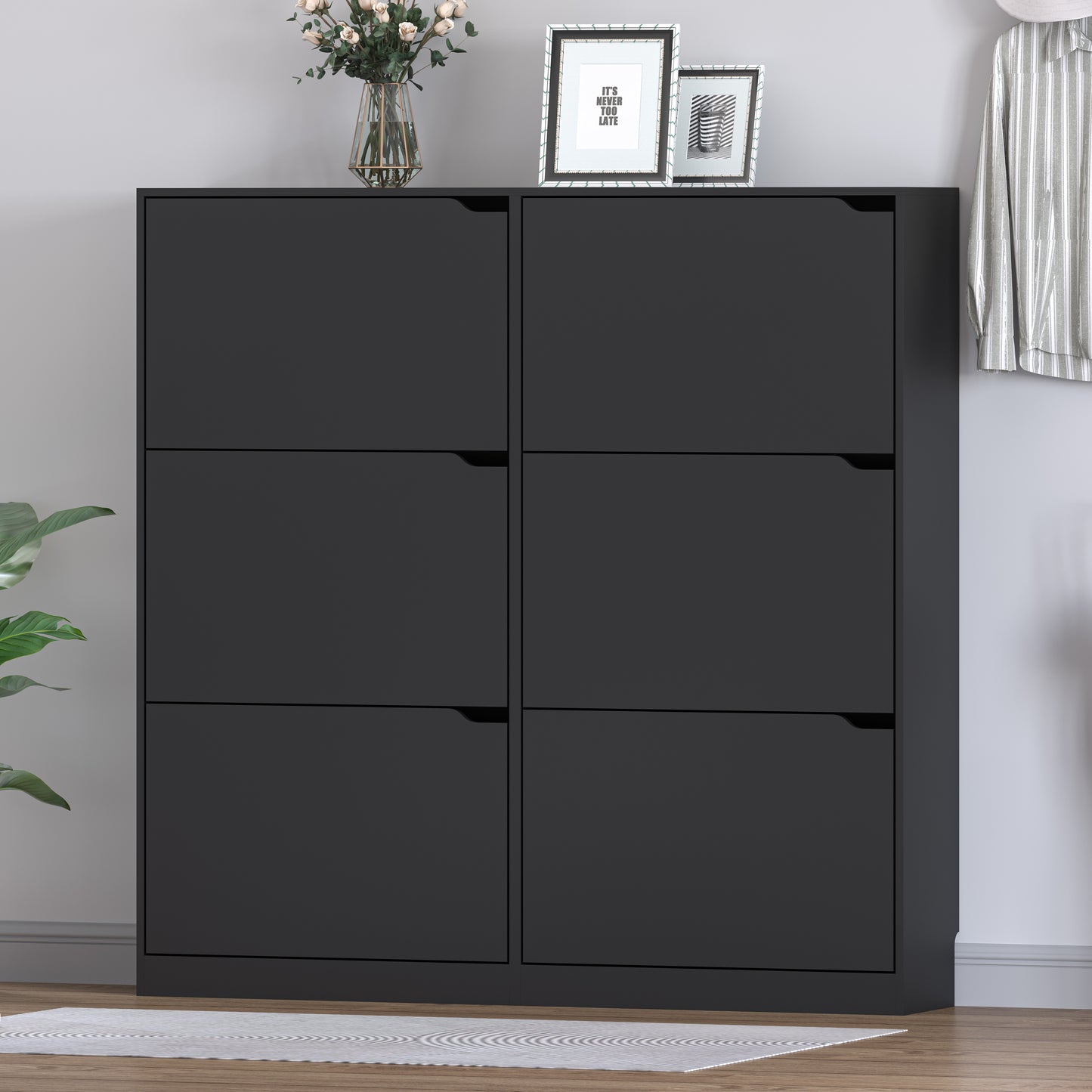 BORNOON Shoe Cabinet with 6 Flip Drawers, Slim Narrow Shoe Storage Cabinet, Freestanding Shoe Organizer for Entryway, Hallway, Foyer