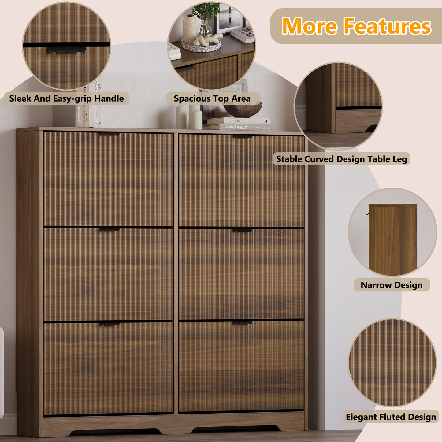 BORNOON Large Shoe Cabinet for Entryway, Tall Narrow Shoe Storage Cabinet with 6 Flip Drawers and Adjustable Shelves, Shoe Rack Cabinet Organizer for Hallway, Foyer, Small Apartment