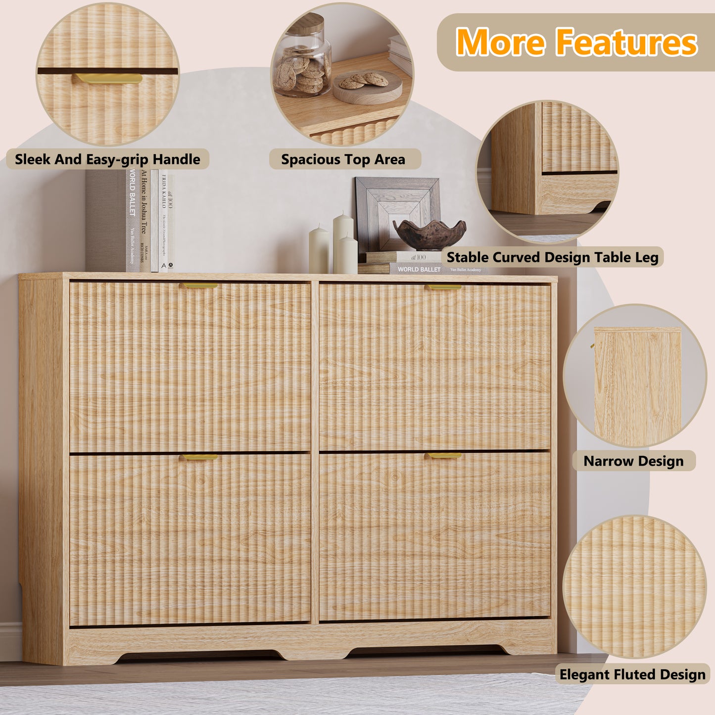 BORNOON Large Shoe Cabinet for Entryway, Shoe Rack Cabinet with 4 Flip Drawer and Adjustable Shelves for Small Apartment, Foyer