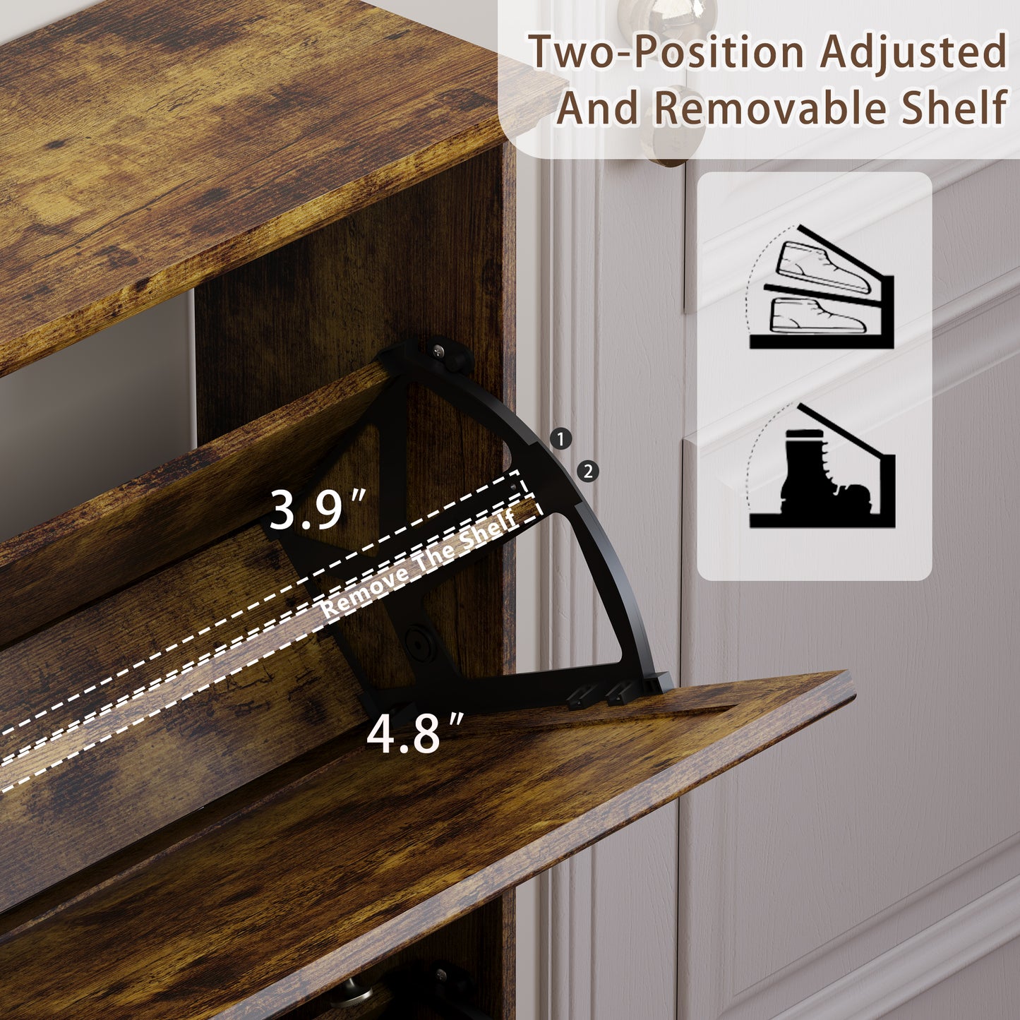 BORNOON Shoe Cabinet for Entryway, Slim Shoe Storage Cabinet with Adjustable Shelves, Wooden Rack and Organizer for Small Spaces, Closet, Foyer, Hallway