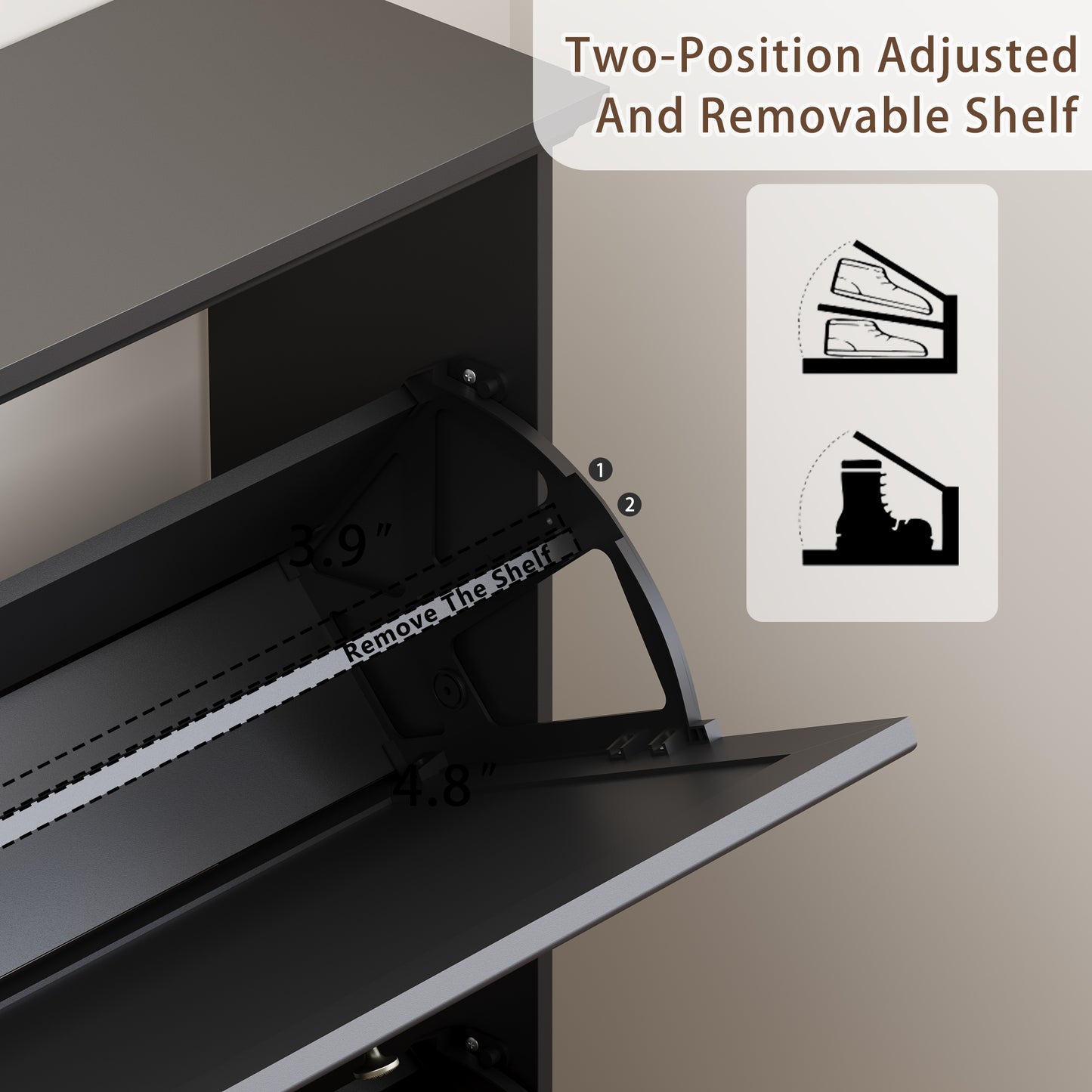 BORNOON Shoe Cabinet for Entryway, Slim Shoe Storage Cabinet with Adjustable Shelves, Wooden Rack and Organizer for Small Spaces, Closet, Foyer, Hallway