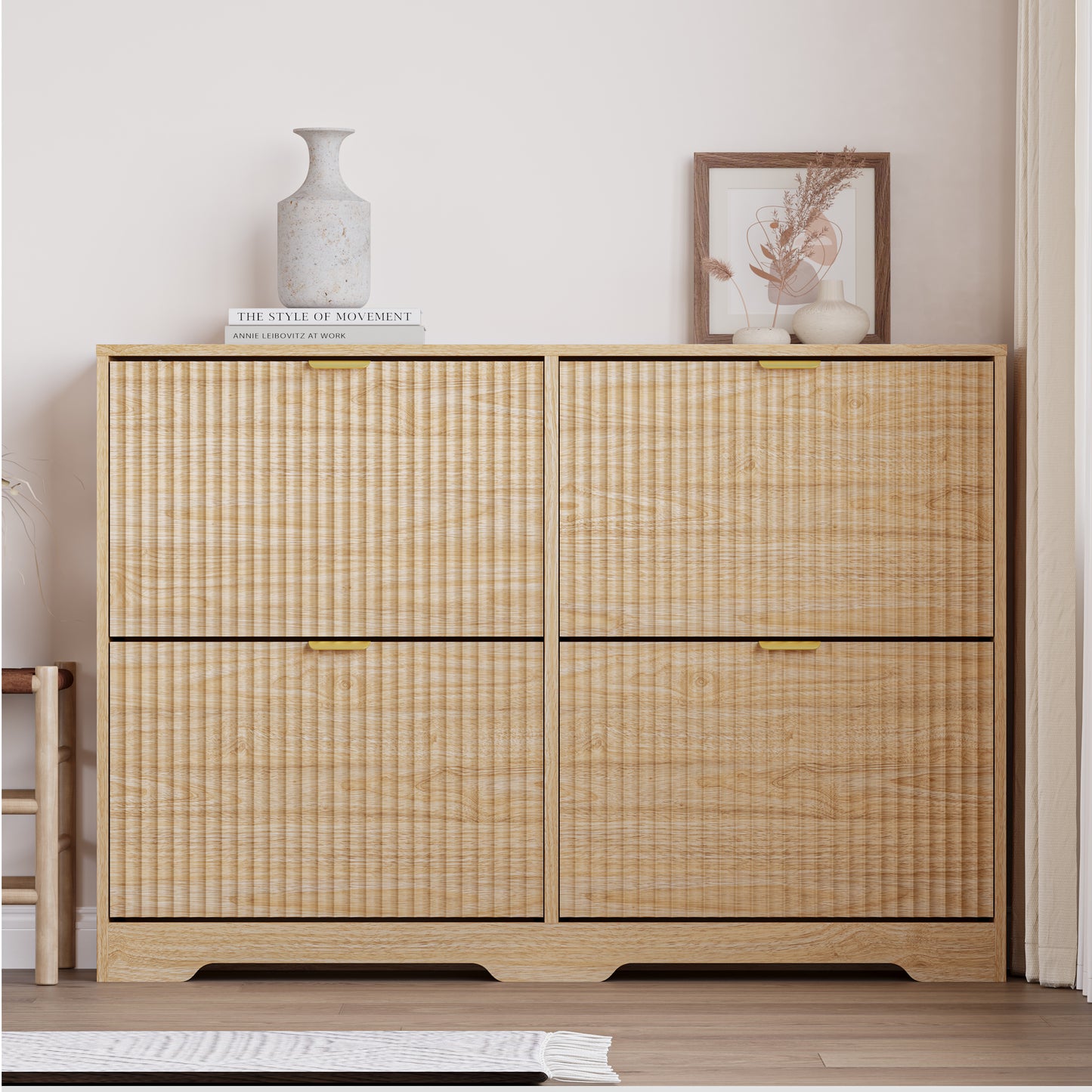 BORNOON Large Shoe Cabinet for Entryway, Shoe Rack Cabinet with 4 Flip Drawer and Adjustable Shelves for Small Apartment, Foyer