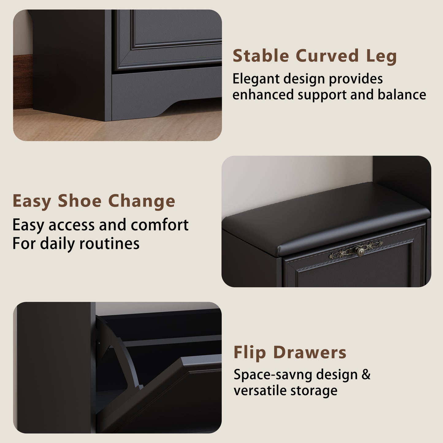 BORNOON Shoe Cabinet for Entryway, Slim Shoe Storage Cabinet with Adjustable Shelves, Wooden Rack and Organizer for Small Spaces, Closet, Foyer, Hallway