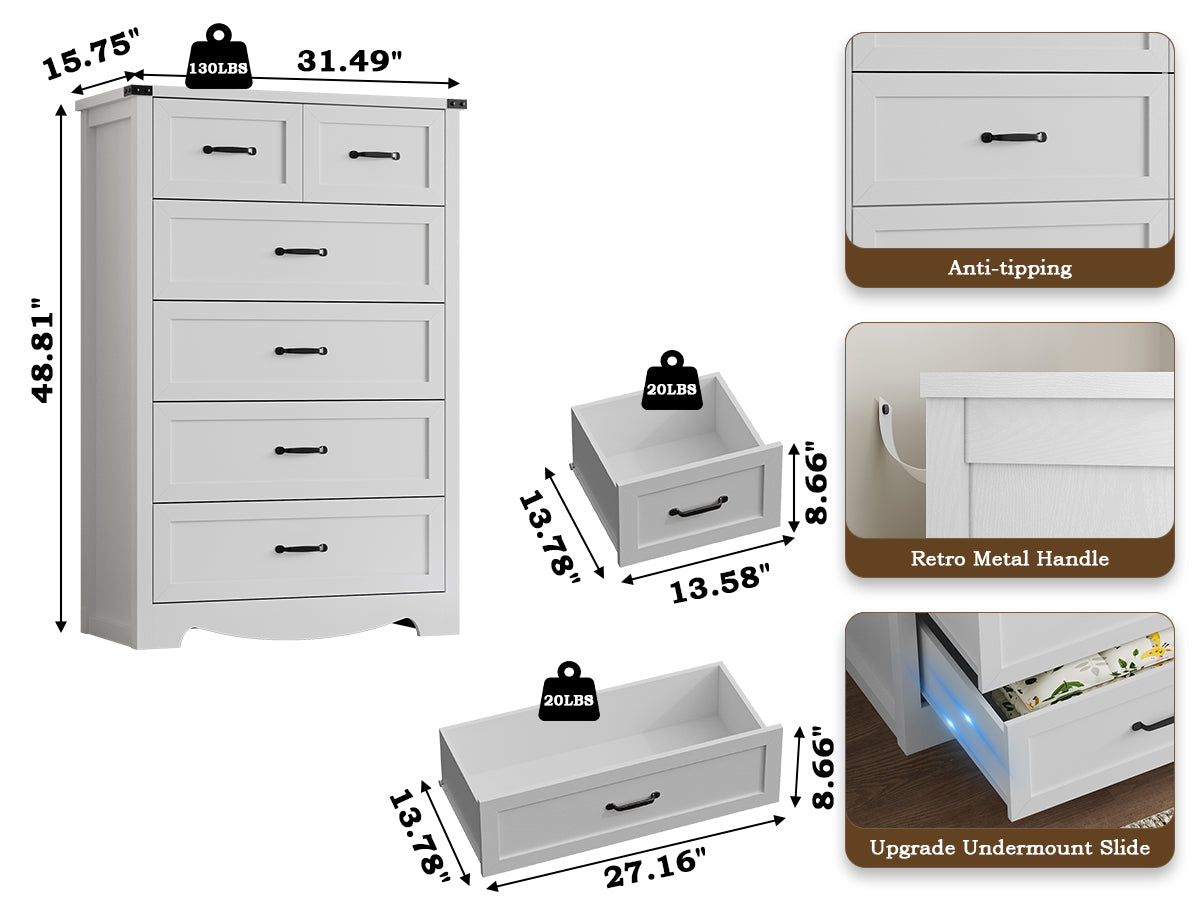 BORNOON Night Stand with 3 Drawers, Wave Base Bedside Table Dresser with Metal Handles, Sturdy Wooden End Side Table Storage Cabinet with Anti-Tipping Design for Bedroom