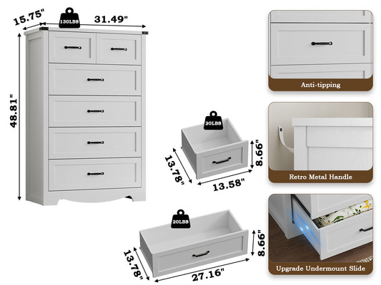 BORNOON Night Stand with 3 Drawers, Wave Base Bedside Table Dresser with Metal Handles, Sturdy Wooden End Side Table Storage Cabinet with Anti-Tipping Design for Bedroom