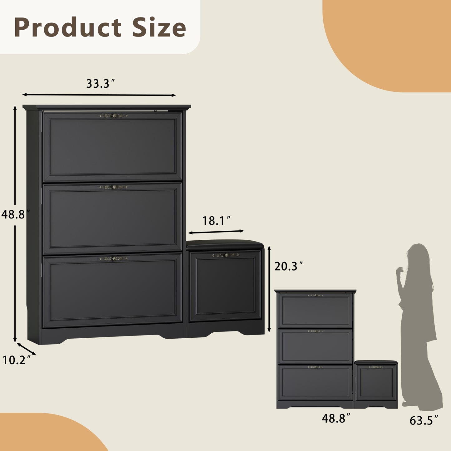 BORNOON Shoe Cabinet for Entryway, Slim Shoe Storage Cabinet with Adjustable Shelves, Wooden Rack and Organizer for Small Spaces, Closet, Foyer, Hallway