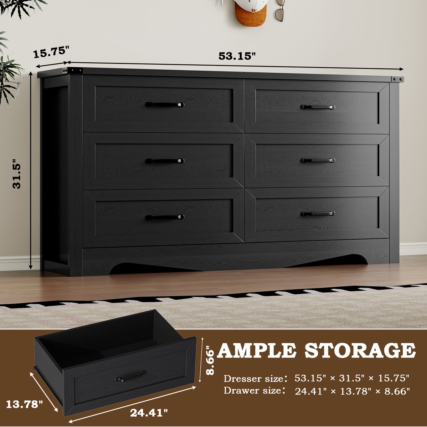 BORNOON 9-Drawer Dresser for Bedroom, Modern Wooden Chest of Drawers with Metal Handles, Anti-Tipping Design, Sturdy and Stable Storage Organizer for Living Room, Entryway, Home Office