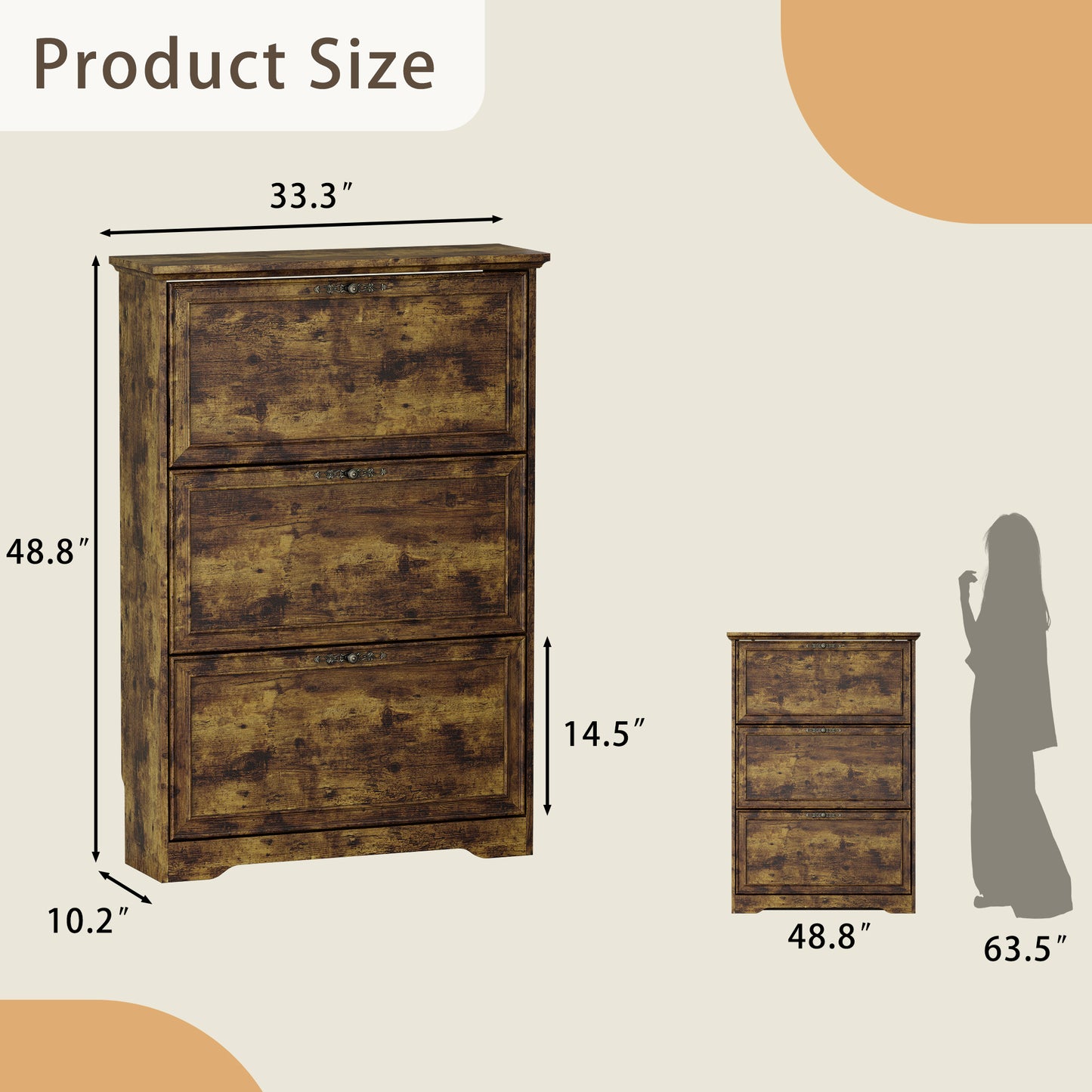 BORNOON Shoe Cabinet for Entryway, Slim Shoe Storage Cabinet with Adjustable Shelves, Wooden Rack and Organizer for Small Spaces, Closet, Foyer, Hallway