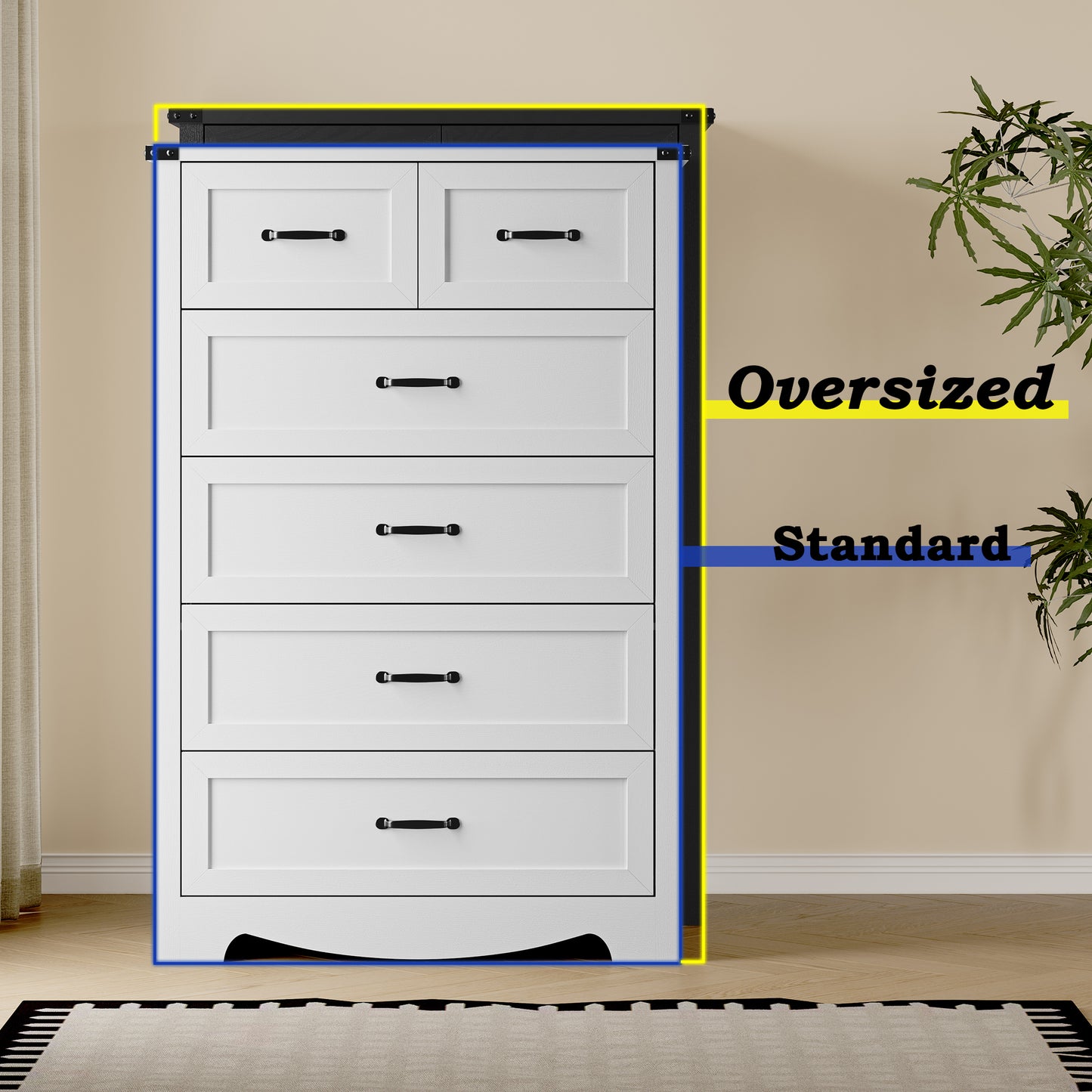 BORNOON Night Stand with 3 Drawers, Wave Base Bedside Table Dresser with Metal Handles, Sturdy Wooden End Side Table Storage Cabinet with Anti-Tipping Design for Bedroom
