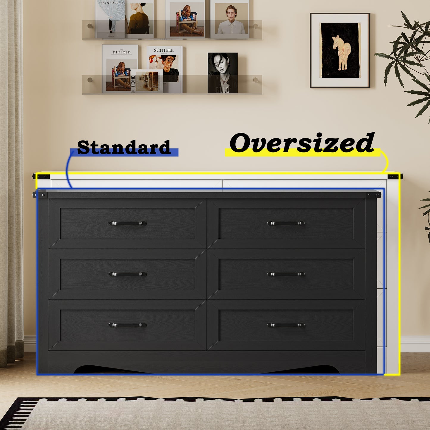 BORNOON 9-Drawer Dresser for Bedroom, Modern Wooden Chest of Drawers with Metal Handles, Anti-Tipping Design, Sturdy and Stable Storage Organizer for Living Room, Entryway, Home Office