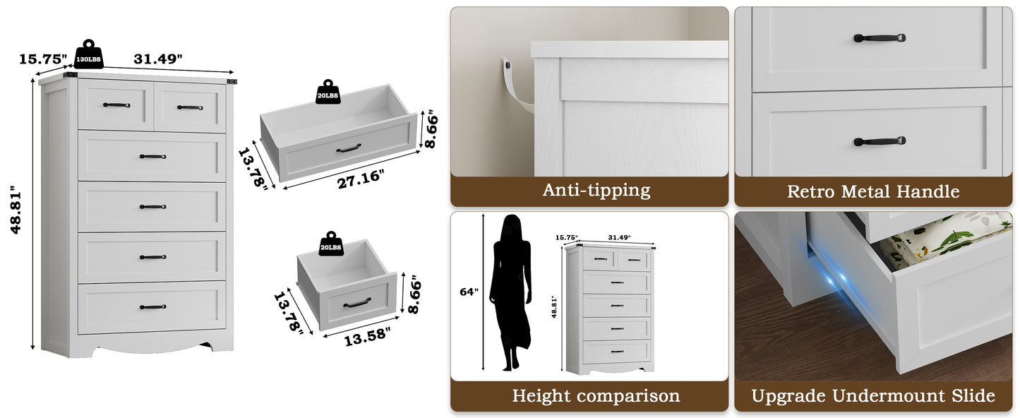 BORNOON Night Stand with 3 Drawers, Wave Base Bedside Table Dresser with Metal Handles, Sturdy Wooden End Side Table Storage Cabinet with Anti-Tipping Design for Bedroom