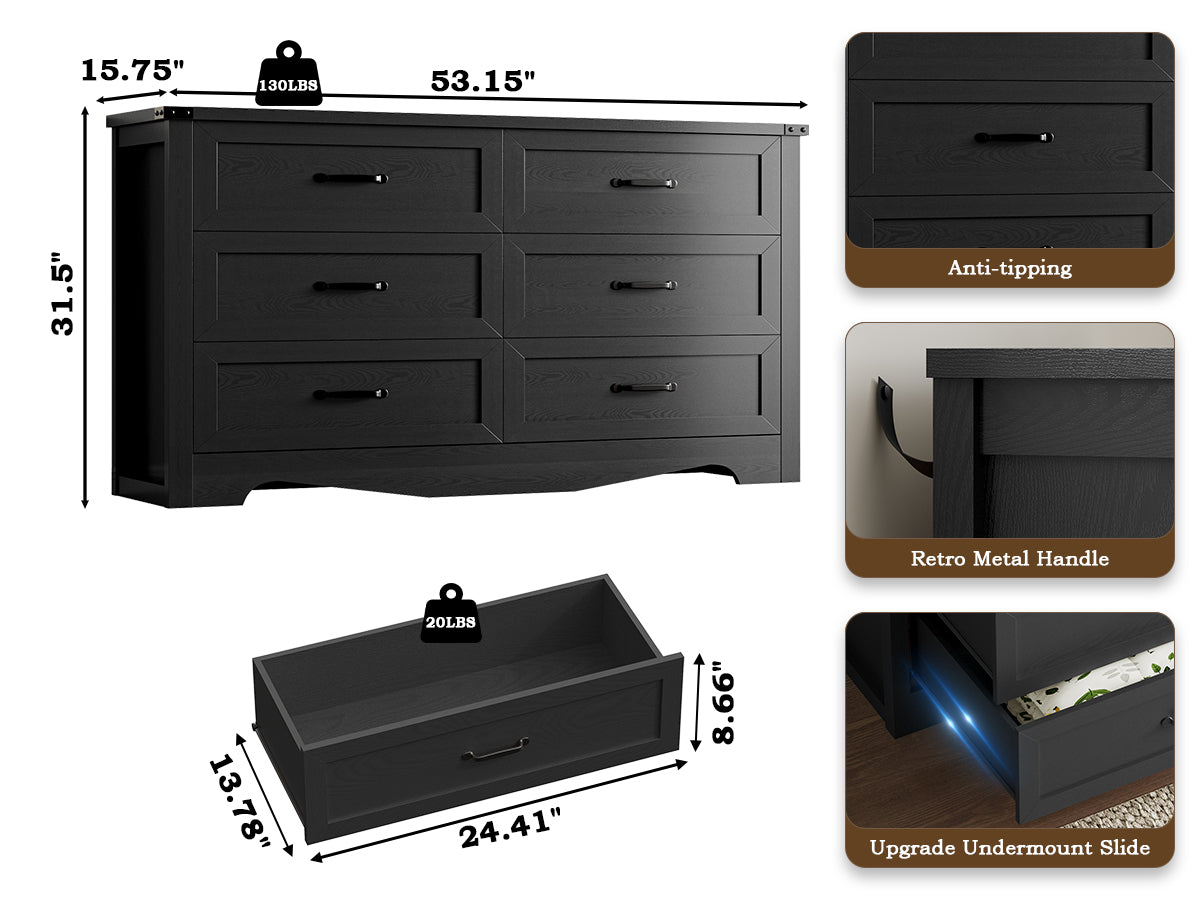 BORNOON 9-Drawer Dresser for Bedroom, Modern Wooden Chest of Drawers with Metal Handles, Anti-Tipping Design, Sturdy and Stable Storage Organizer for Living Room, Entryway, Home Office