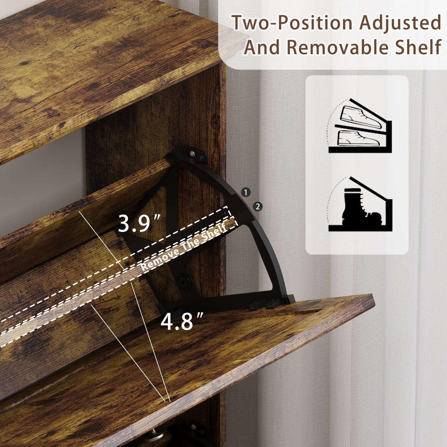 BORNOON Shoe Cabinet for Entryway, Slim Shoe Storage Cabinet with Adjustable Shelves, Wooden Rack and Organizer for Small Spaces, Closet, Foyer, Hallway