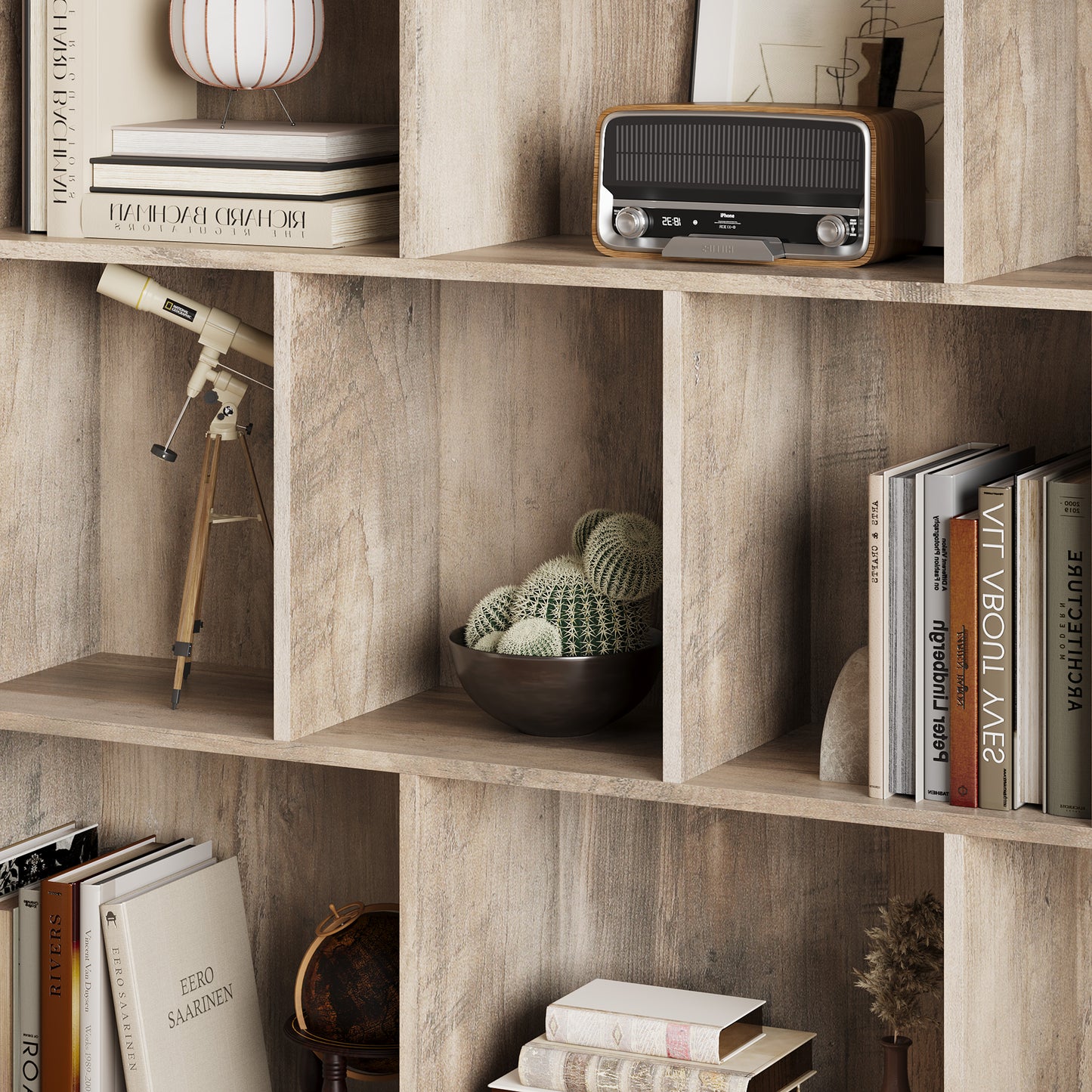 BORNOON Book Shelf with 10-Cube, 43” Wide Bookshelf with Anti-Tip Device, 38” Tall Open Bookcase, Modern Display Organizer Book Case for Home Office, Entryway, Living Room, Bedroom, Study Room