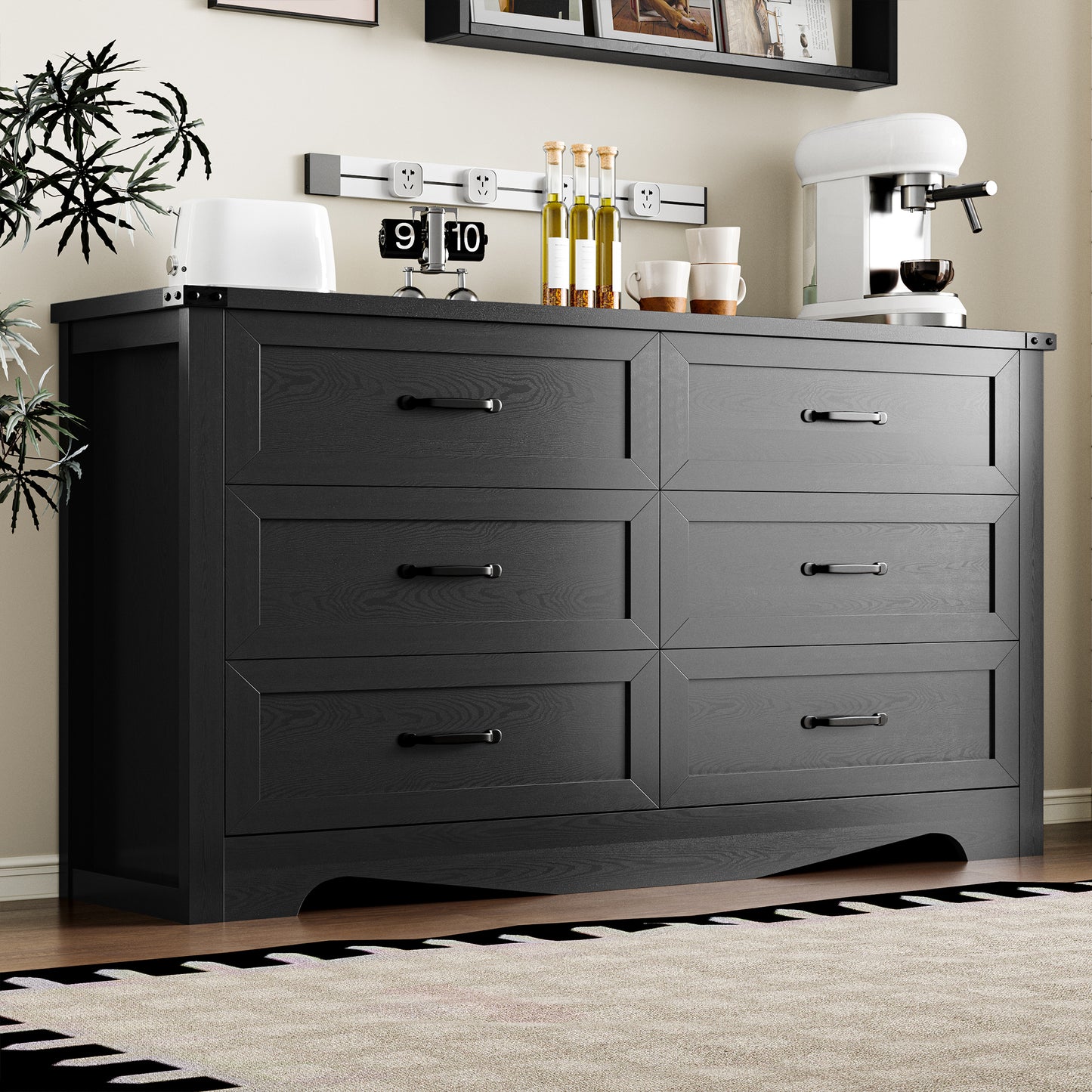 BORNOON 6-Drawer Dresser for Bedroom, Modern Wooden Chest of Drawers with Metal Handles, Anti-Tipping Design, Sturdy and Stable Storage Organizer for Living Room, Entryway, Home Office