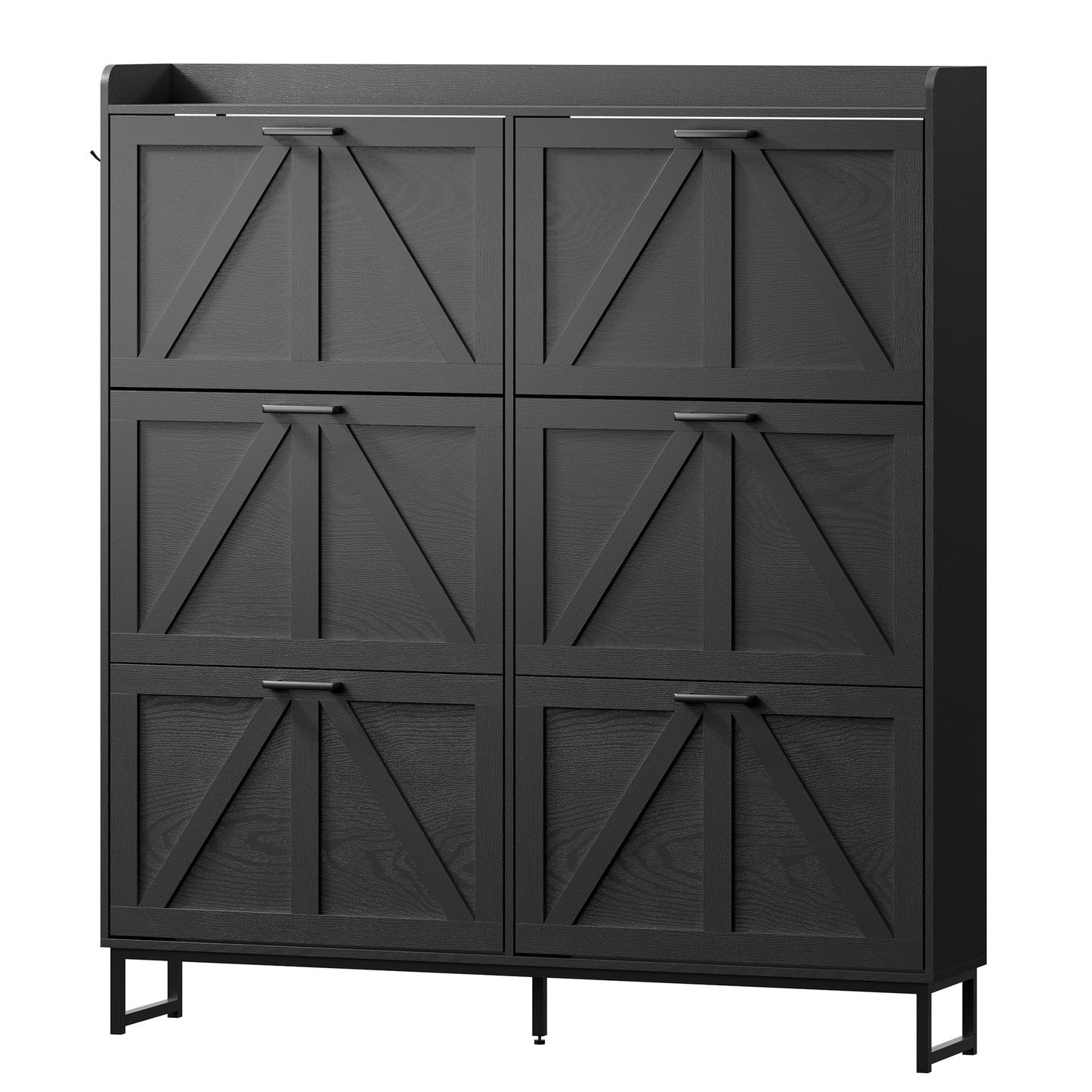 BORNOON Shoe Cabinet with 6 Flip Drawers Narrow Shoe Storage Cabinet Organizer Wooden Freestanding Shoe Rack Hidden Slim Shoes Storage Cabinet for Entryway, Hallway, Living Room, Bedroom