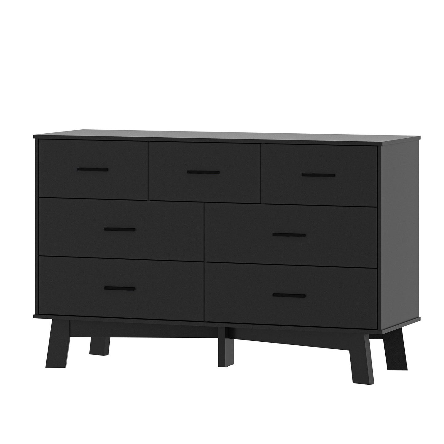 BORNOON Dresser for Bedroom with 7-Drawer, 47.2" Wide Modern Chest of Drawers with Metal Handles, X-Shape Base & Adjustable Center Leg, Anti-Tip Closet Organizers and Storage